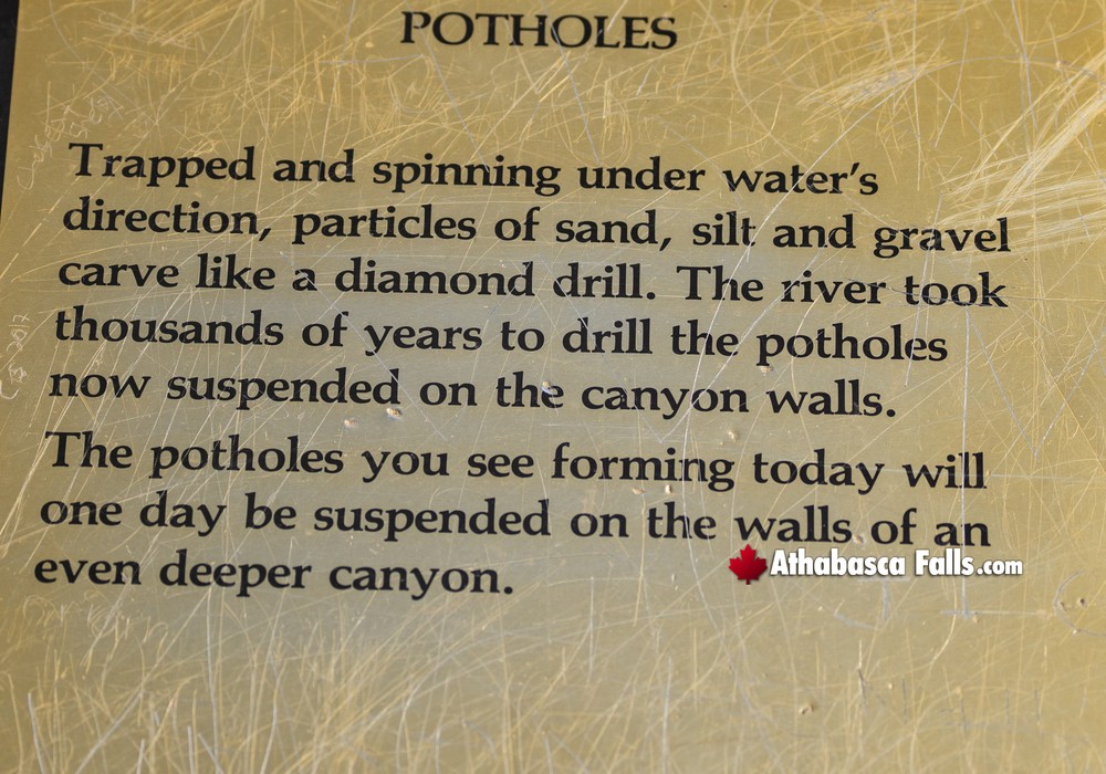 Athabasca Falls Potholes Carved into the Bedrock
