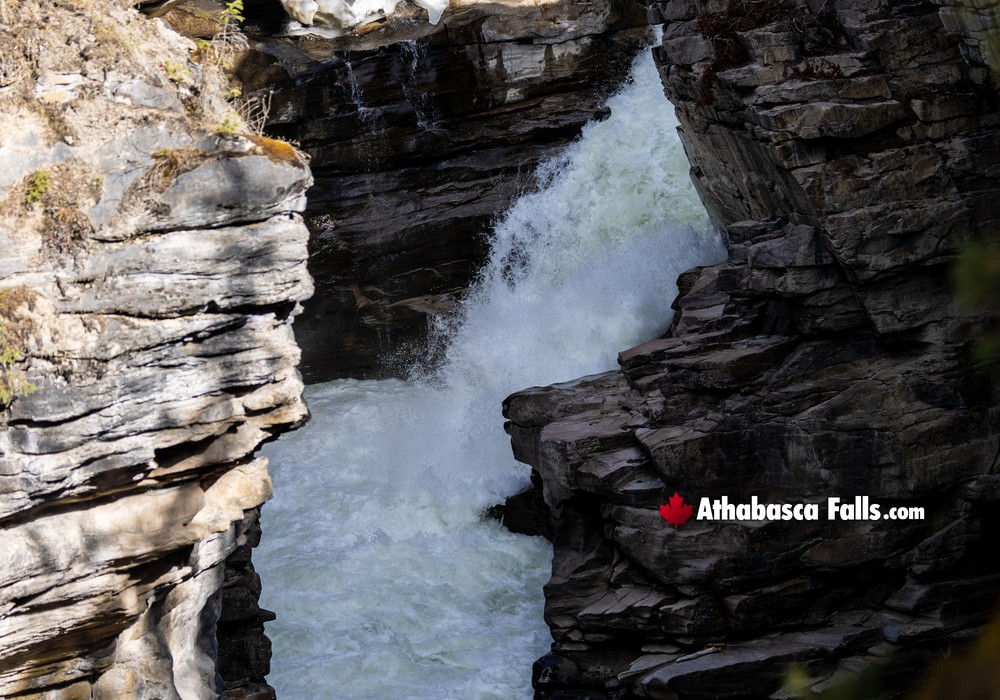Midsection of Athabasca Falls in Spring
