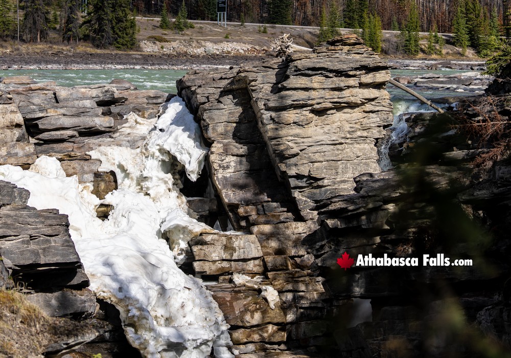 Spring Water Starts Flowing at Athabasca Falls